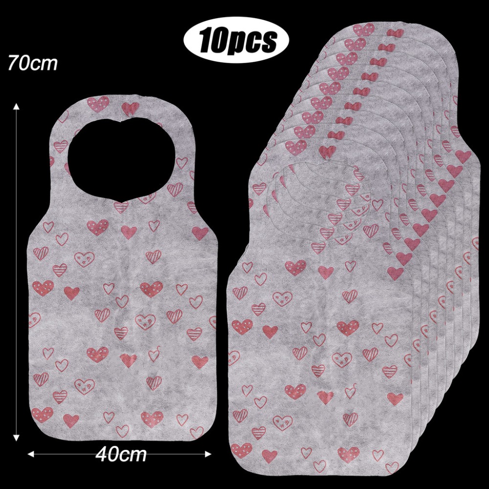 Home Cooking Oil Disposal - 10Pcs/Bag Heart Printed Disposable Aprons Non