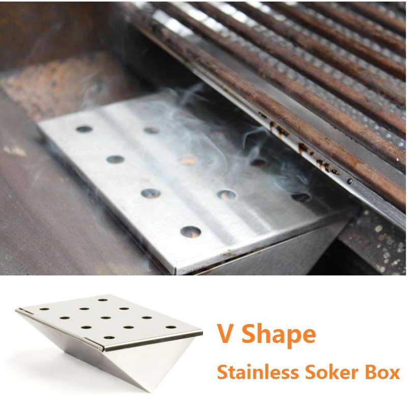 6inch V-Shape BBQ Smoker Silve - Smoker Box Wood Chip review and price