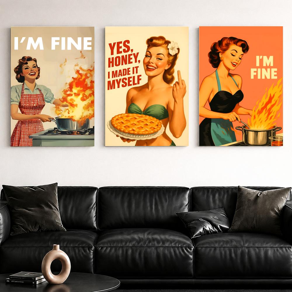 Retro Woman Cooking Framed Wal - Home Cooking In review and price