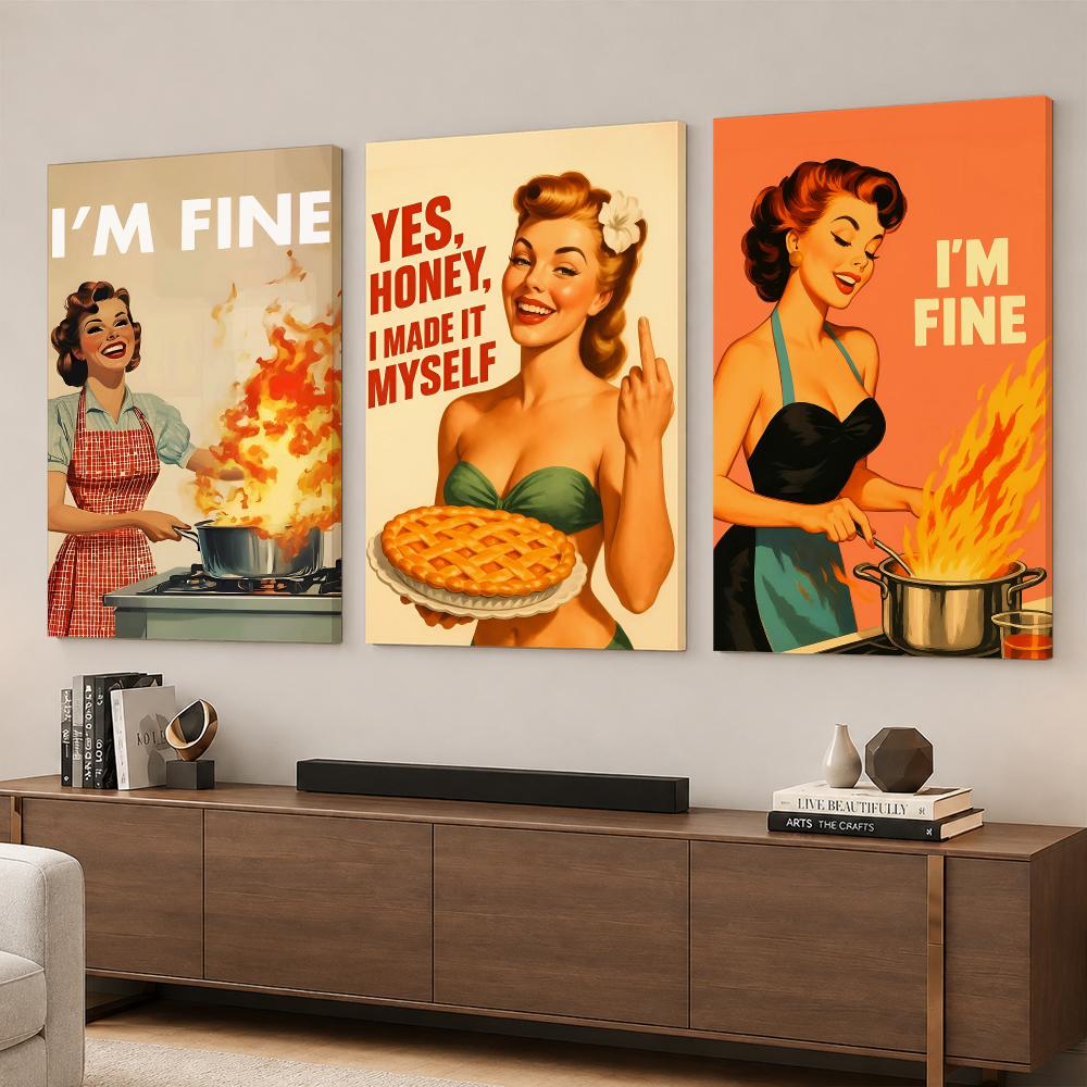 Retro Woman Cooking Framed Wal - Home Cooking In review and price