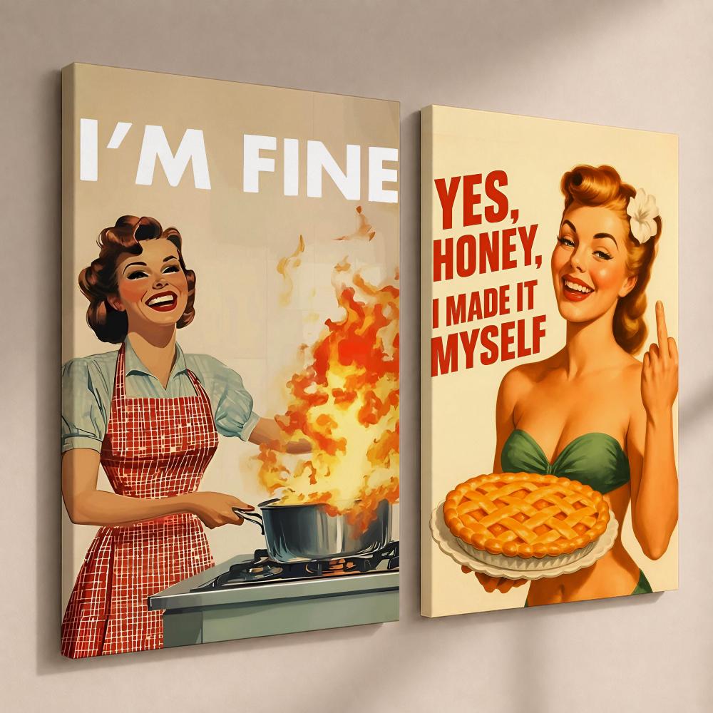 Retro Woman Cooking Framed Wal - Home Cooking In review and price