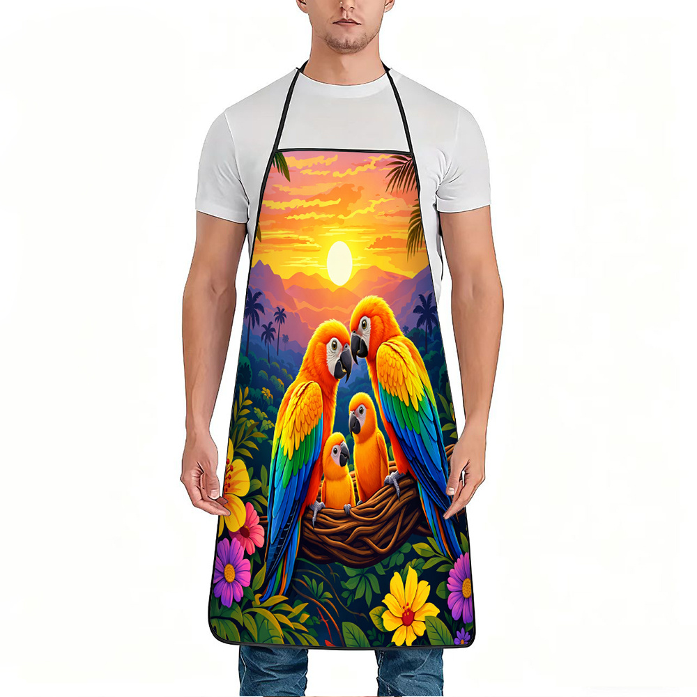 Colorful Parrot Family Apron,  - Mom'S Home Cooking review and price