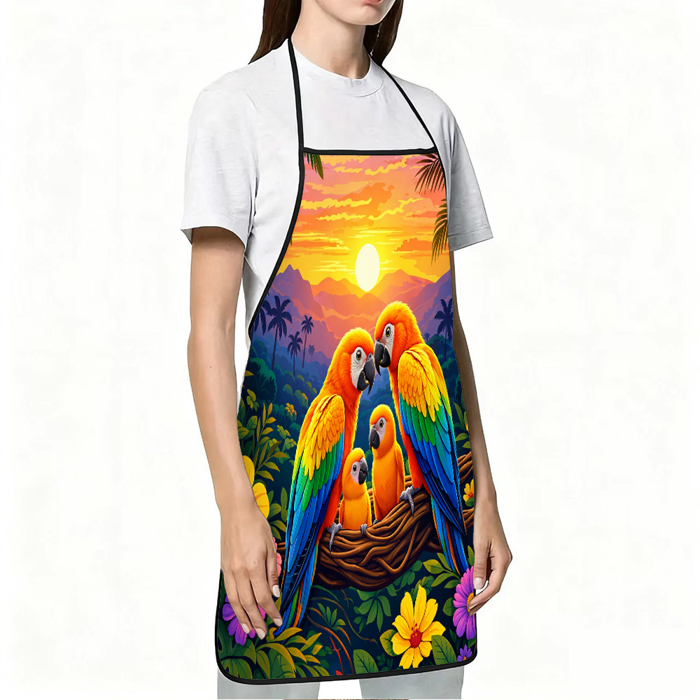 Colorful Parrot Family Apron,  - Mom'S Home Cooking review and price